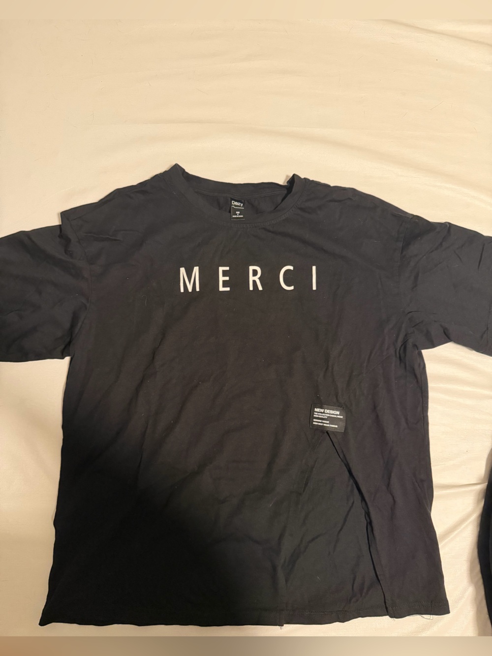 Merci Graphic Crewneck Tee - Black